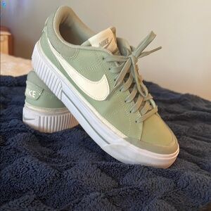 Nike Green and White Sneakers Classic Low-Top Design